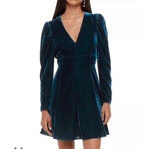 Whistles Charley velvet Blue Long Sleeve Dress